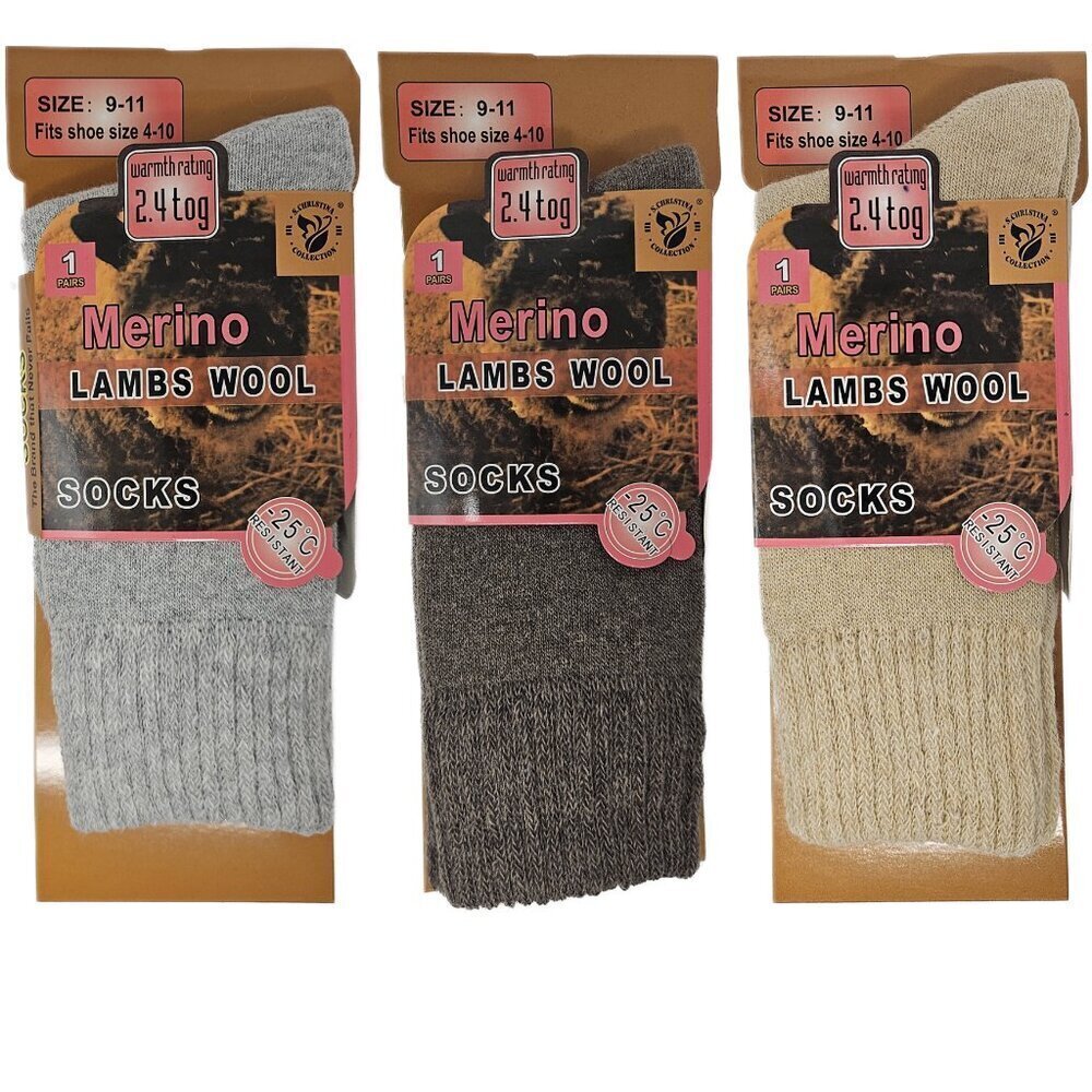 Women Wool Socks, Merino Lamb Thick Warm Winter Socks, 3 Pairs, NEW